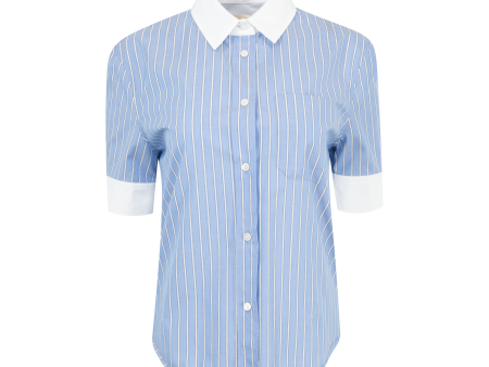 Short Sleeve Striped Poplin Shirt (Womens) Hot on Sale