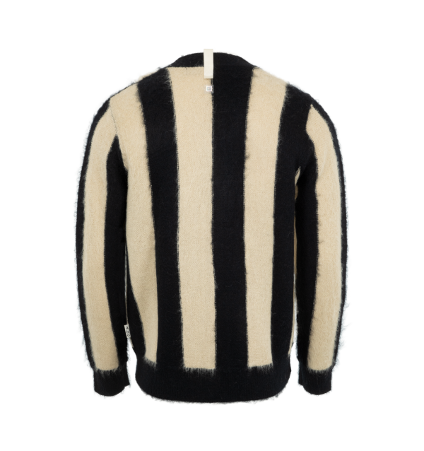 Fuzzy Striped Cardigan (Mens) For Cheap