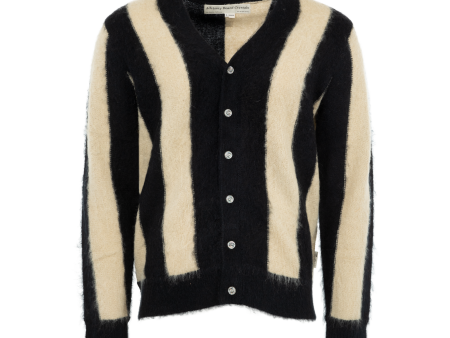 Fuzzy Striped Cardigan (Mens) For Cheap