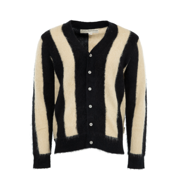 Fuzzy Striped Cardigan (Mens) For Cheap