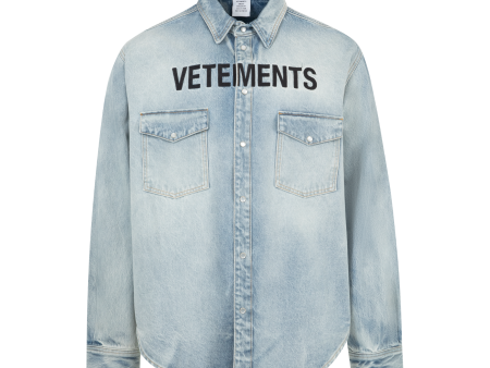 Embroidered Logo Denim Shirt (Mens) on Sale