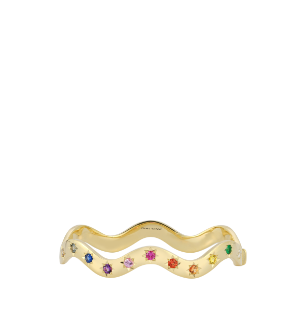 ANNIVERSARY RAINBOW WAVE CUFF BRACELET Hot on Sale