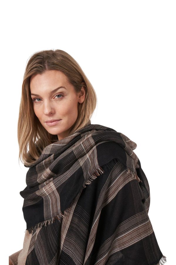 Repeat Cashmere Silk Plaid Scarf in Brown Online Hot Sale