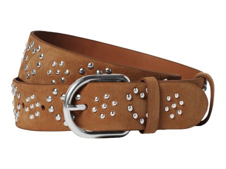 Loeffler Randall Beckett Studded Belt in Cacao - Silver For Cheap