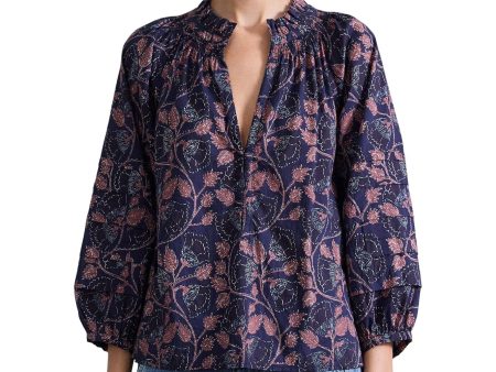 Apiece Apart Trinidad Top in Camille Floral Navy Hot on Sale