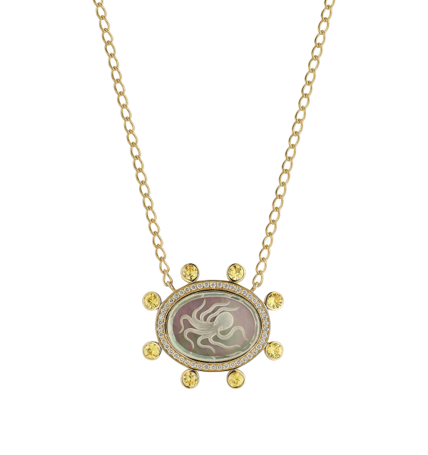 LARGE CASPIAN NECKLACE WITH YELLOW SAPPHIRE Online now