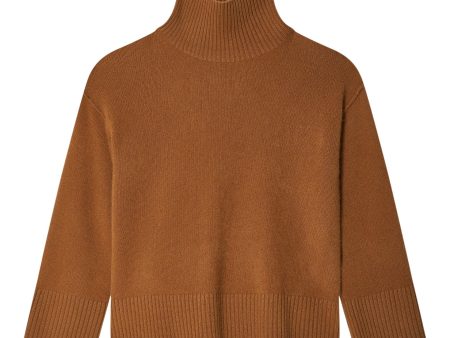 White & Warren Cashmere Standneck Turtleneck in Cedar Brown For Discount