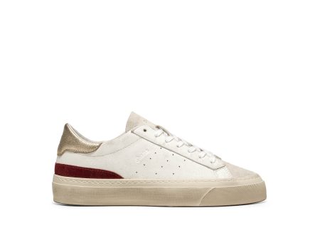 D.A.T.E. Sonica Vintage Calf Sneaker in White-Platinum Hot on Sale