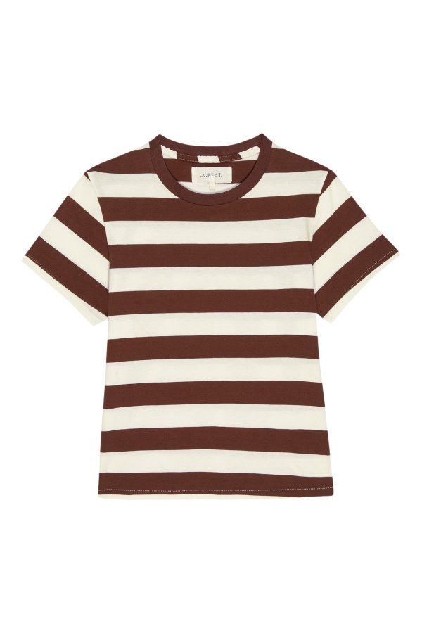 The Great Little Tee in Cognac Stripe Online Hot Sale