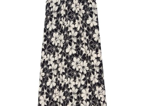 The Great Cascade Dress in Black and Cream Hibiscus Floral For Cheap