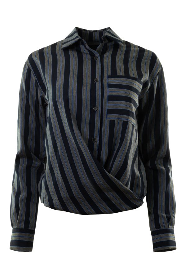 A Shirt Thing Ondine Striped Blouse in Navy Online