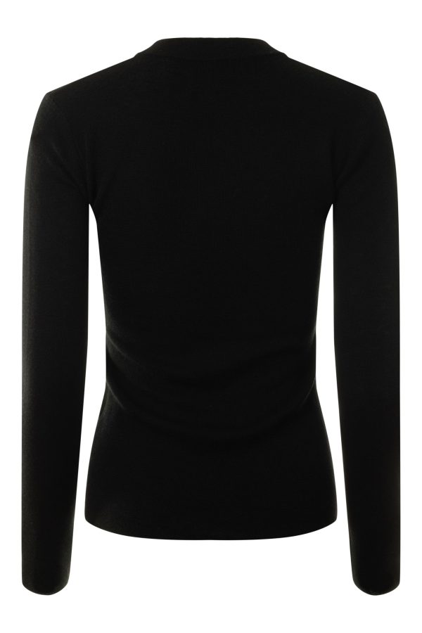 Kujten Bibiko Fitted Cashmere Crewneck in Noir on Sale