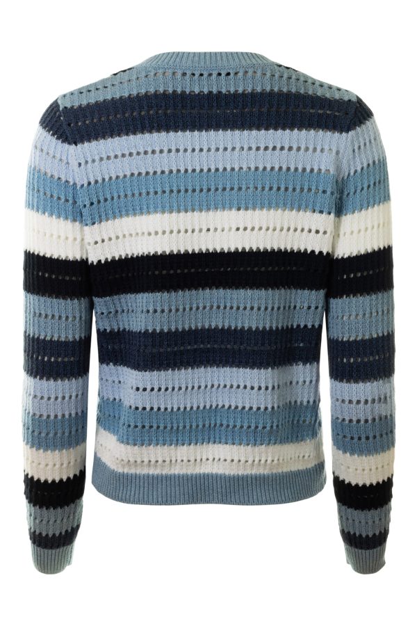 Autumn Cashmere Rainbow Pointelle Stripe
 in Blues Multi Sale