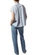 Saint Art Perth Cap Sleeve Button Blouse in Pale Blue Crinkle Pinstripe For Discount