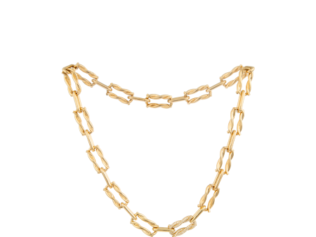 JUMBO SINGLE PAVE TIES LINK NECKLACE Hot on Sale