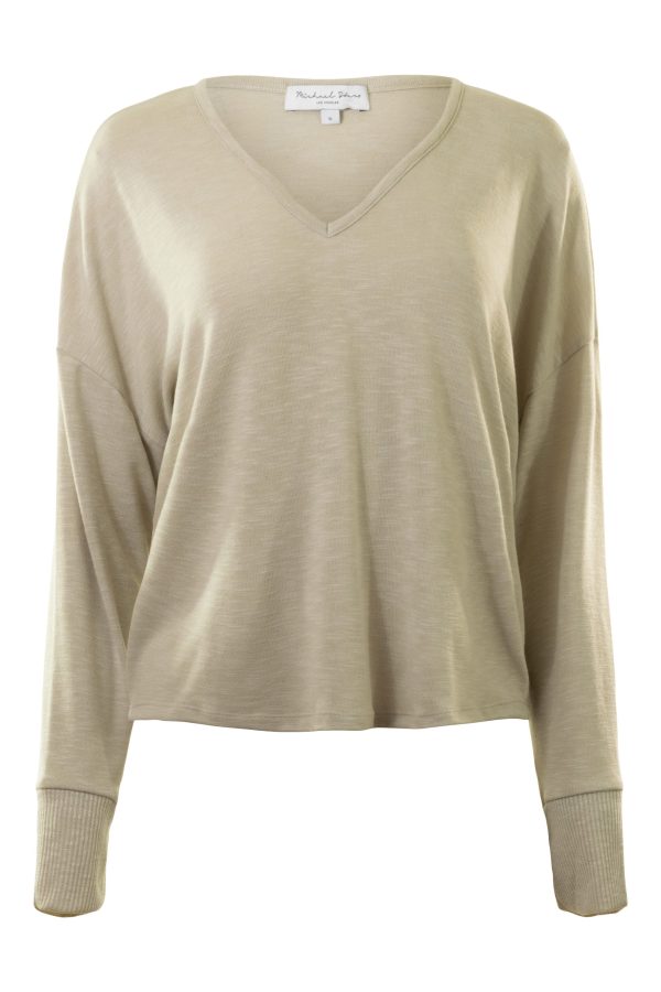 Michael Stars Patty V-neck Top in Oatmeal Hot on Sale