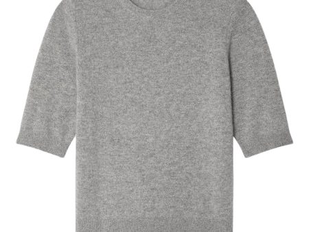 White & Warren Cashmere Elbow Sleeve Tee in Grey Heather Sale