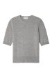 White & Warren Cashmere Elbow Sleeve Tee in Grey Heather Sale