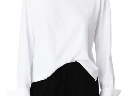 ATM Heavyweight Jersey Mixed Media Top in White on Sale