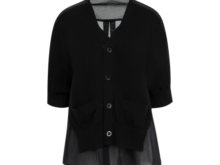 VOILE X KNIT CARDIGAN (WOMENS) on Sale