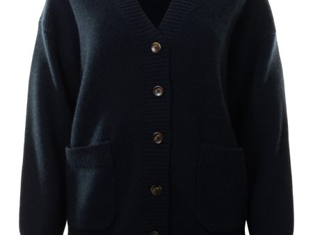 White & Warren Cashmere Pocket Cardigan in Deep Navy Online Sale