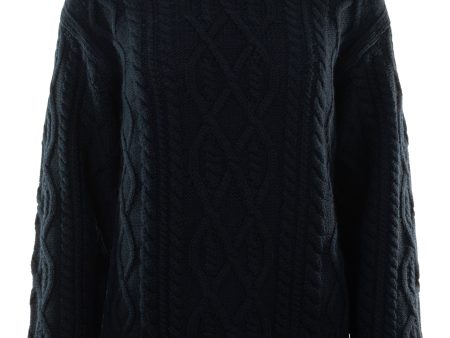 Repeat Cashmere Fisherman s Cable Sweater in Marine For Discount