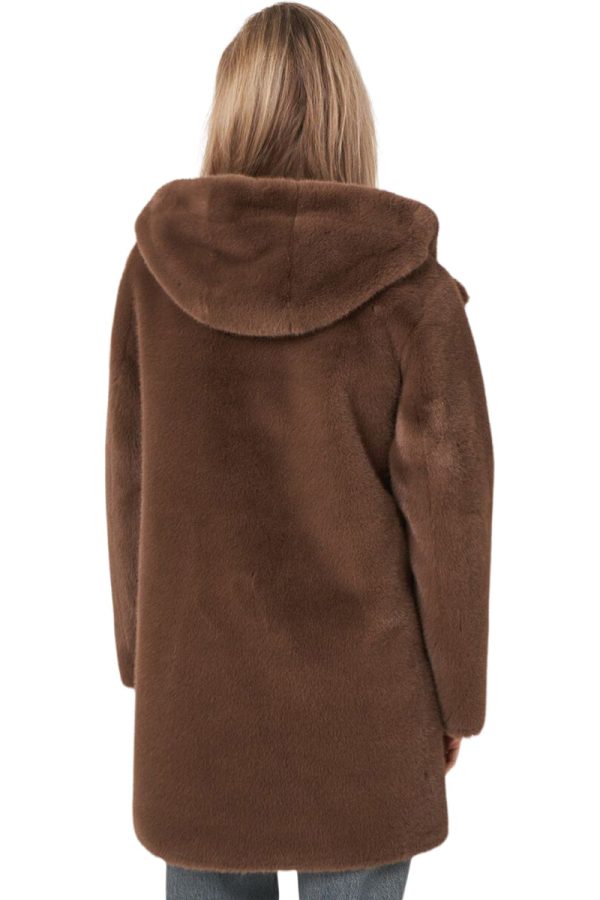 Repeat Cashmere Faux Fur Coat in Coffee Fashion