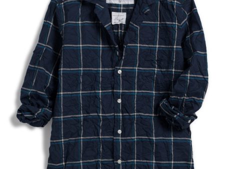 Frank & Eileen Barry Tailored Button Up in Navy, Jade Plaid For Cheap