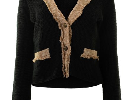 Autumn Cashmere Fringed Trimmed V Neck Jacket For Discount