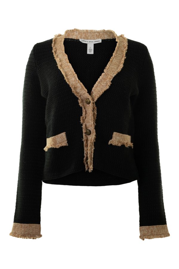 Autumn Cashmere Fringed Trimmed V Neck Jacket For Discount