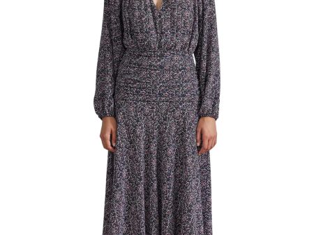 Apiece Apart Esparta Ruched Maxi in Night Garden Black For Sale