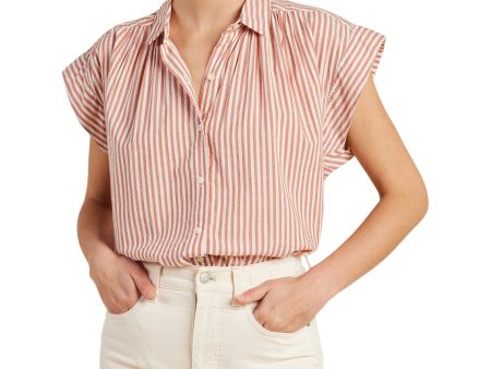 Trovata Birds of Paradis Della Shirt in Brandy Stripe Hot on Sale