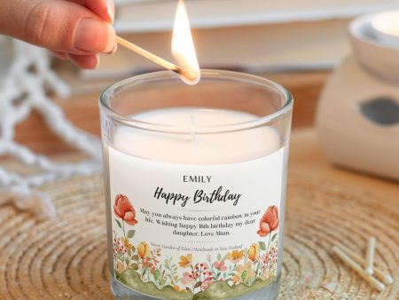 Birthday Gift for Personalized Autumn Floral Name Candle Discount