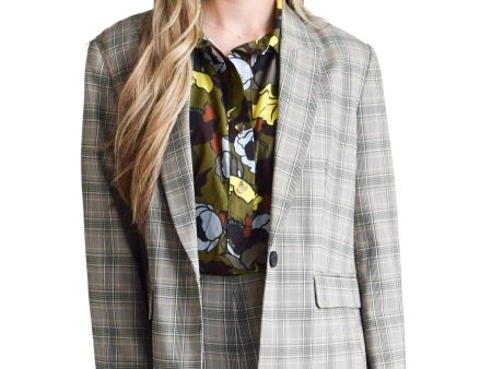 Never A Wallflower One Button Jacket in Stretch Plaid Fashion