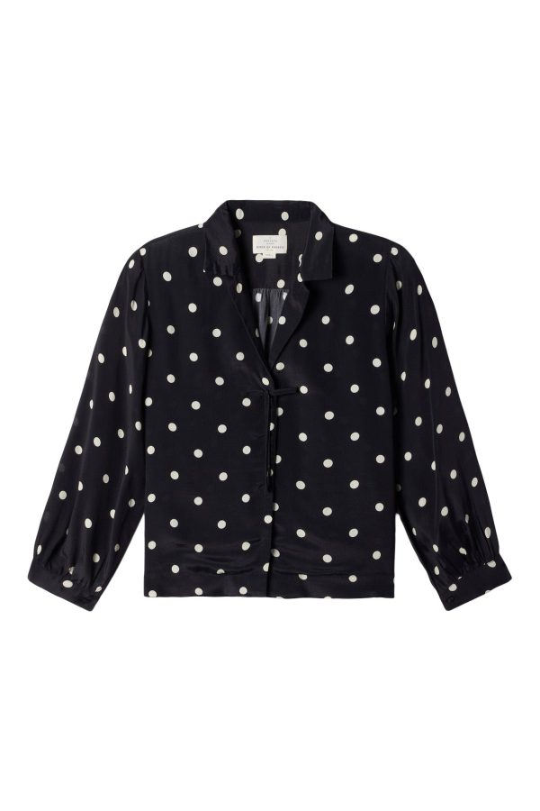 Trovata Birds of Paradis Yvonne Blouse in Black Polka Dots Online now