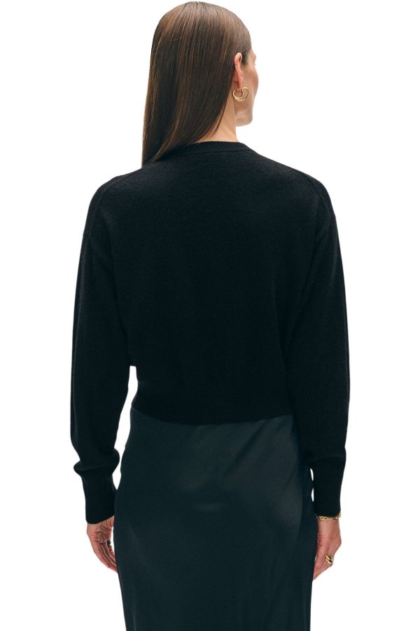 White & Warren Rhinestone Button Cashmere Cardigan in Black Sale