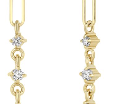 Zoe Chicco Paperclip Link & 3 Graduated Diamond Drop Earrings in 14k Yellow Gold Discount