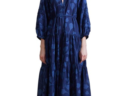 Apiece Apart Trinidad Maxi Dress in Indigo Trellis Supply