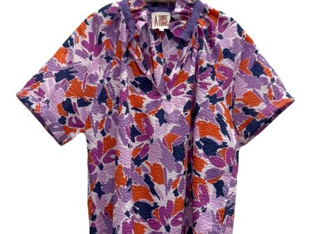 A Shirt Thing Margot Floral Shirt in Lavendar Navy For Cheap