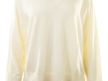 Repeat Cashmere Wool V-neck Sweater in Cream Online Hot Sale