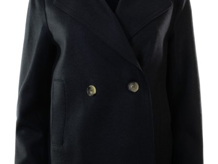 Harris Wharf London Cropped Peacoat in Navy Blue on Sale