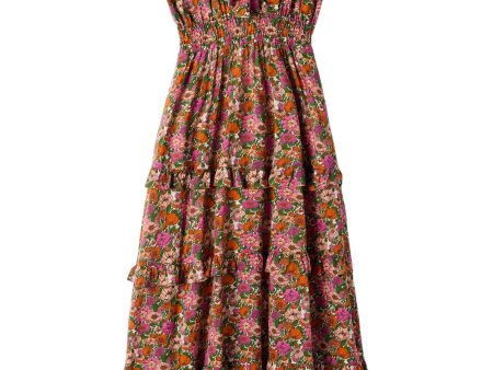 Trovata Birds of Paradis Lisboa Dress in Amaro Stems Discount