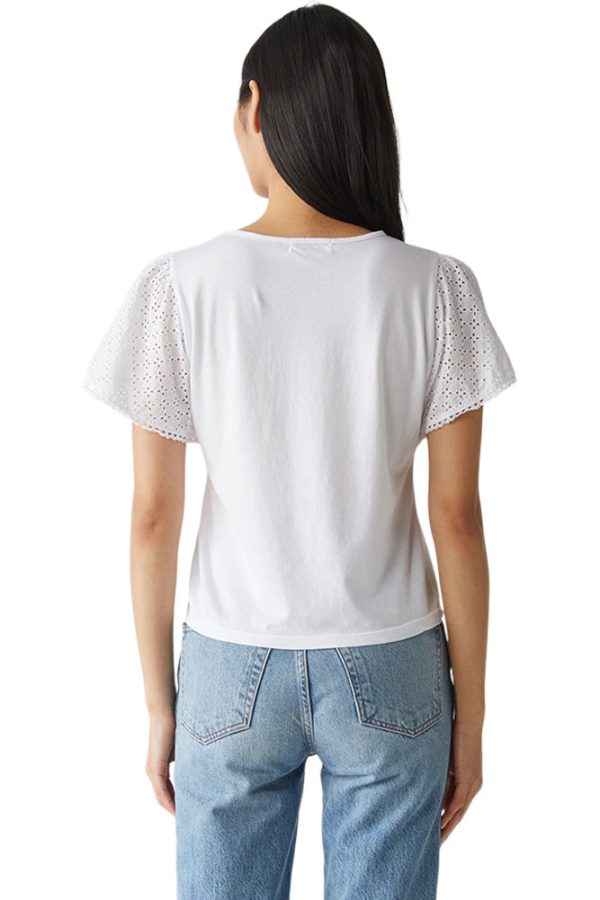 Michael Stars Jenny Eyelet Flutter Sleeve Top Online