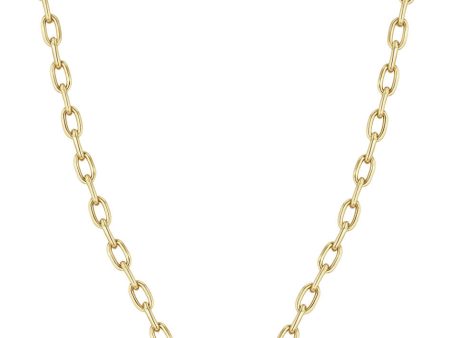 Zoe Chicco Medium Square Oval Chain With Pavé Diamond Link Necklace in 14k Yellow Gold Hot on Sale