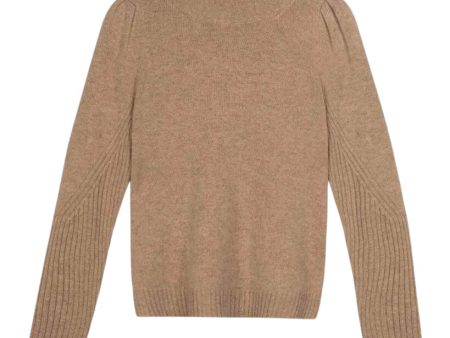 Repeat Cashmere Mock Neck Sweater with Shoulder Detail in Taupe Discount