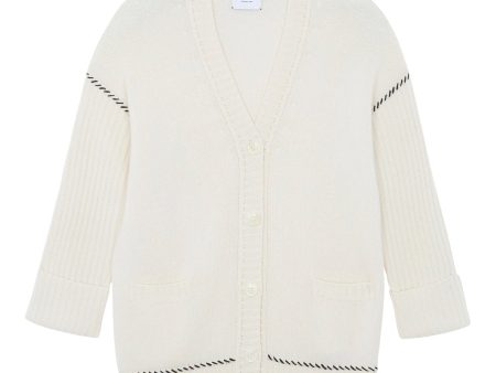 Kujten Tam Oversized Cashmere Cardigan in Blanc For Sale