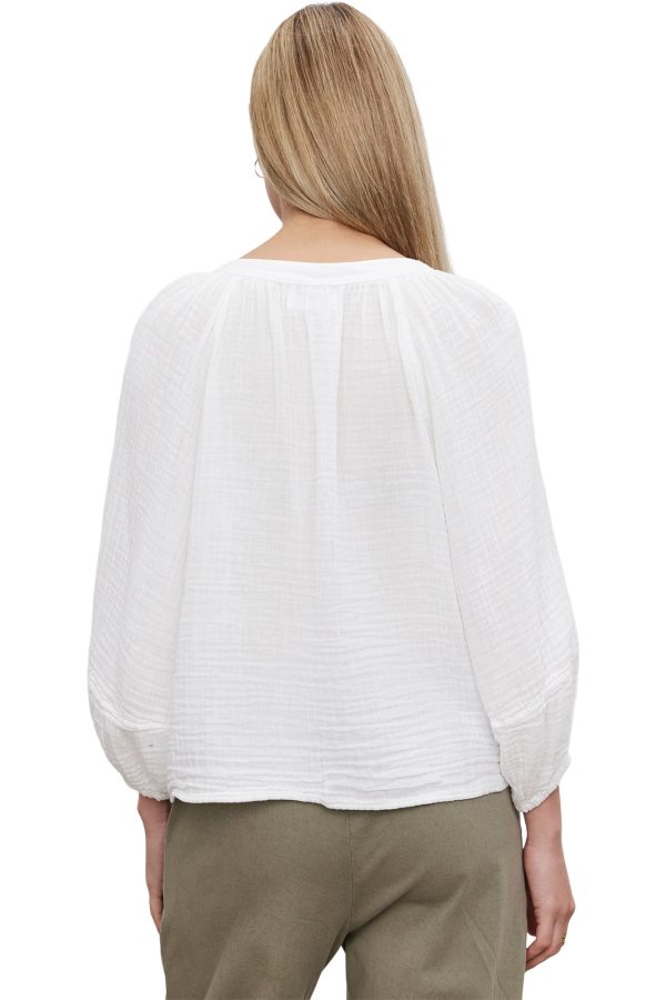 Velvet Vivi Cotton Gauze Top in White For Cheap