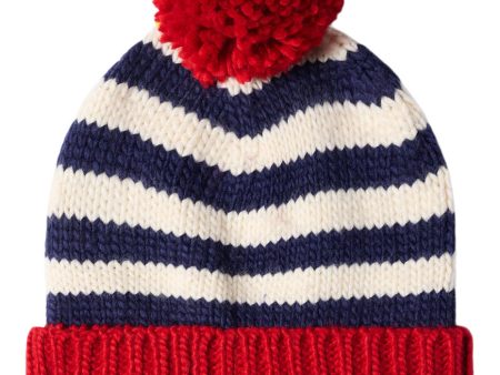 Trovata Birds of Paradis Beanie in Navy Stripe with Red Online