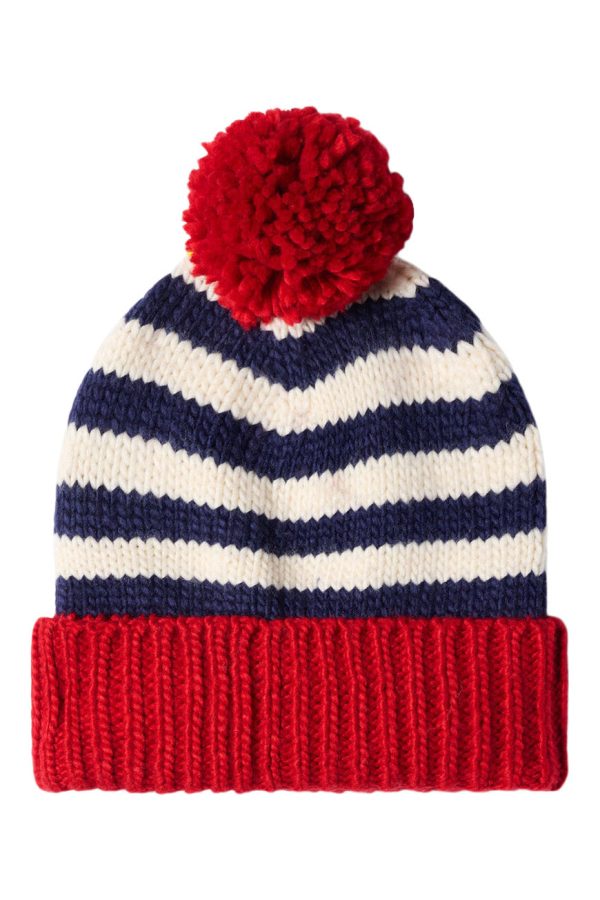 Trovata Birds of Paradis Beanie in Navy Stripe with Red Online