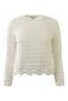 Autumn Cashmere Mesh Crew Sweater w  Scalloped Edge in Bleach White Sale